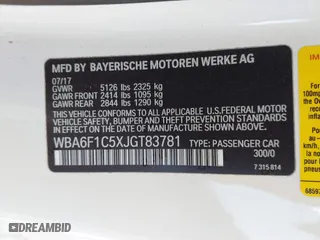 2018 BMW 6 Series 640i with VIN WBA6F1C5XJGT83781, listed as a IAAI auction lot 41945616 with 46,370 mi miles. Bid and sale history available at carsss.com. Image 9.