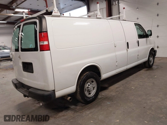 2017 Chevrolet Express Cargo Van with VIN 1GCWGBFF3H1186362, listed as a IAAI auction lot 41943220 with 163,229 mi miles. Bid and sale history available at carsss.com. Image 4.