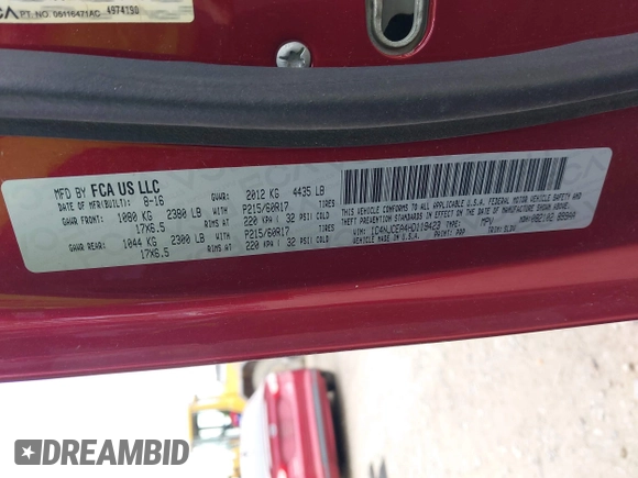 2017 Jeep Compass High Altitude with VIN 1C4NJCEA4HD119423, listed as a IAAI auction lot 42340570 with 96,255 mi miles and . Bid and sale history available at DreamBid. Image 9.