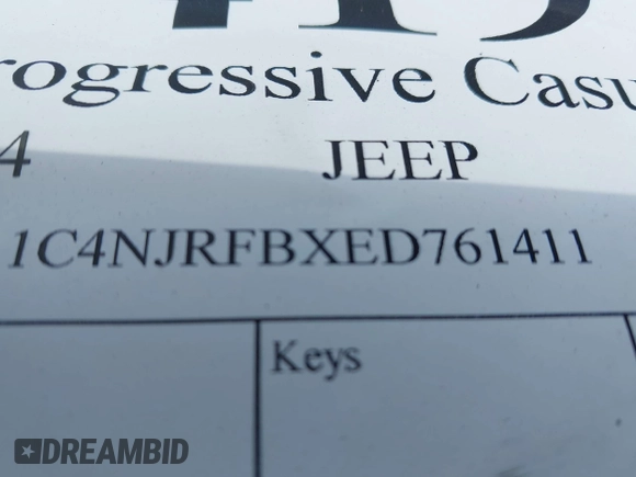 2014 Jeep Patriot Latitude with VIN 1C4NJRFBXED761411, listed as a IAAI auction lot 41914086 with Not Provided miles. Bid and sale history available at carsss.com. Image 9.