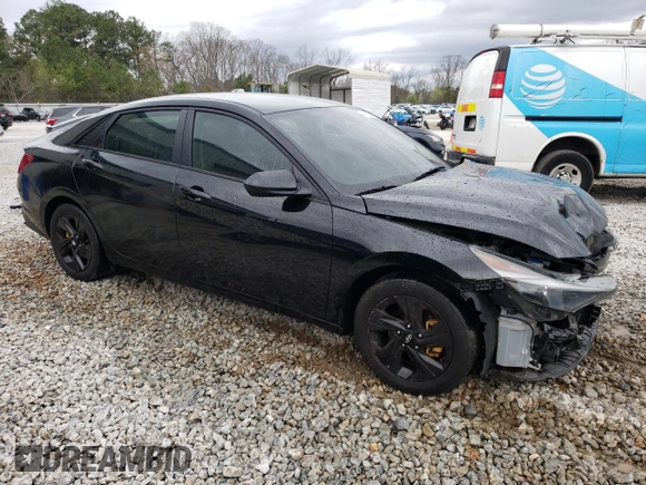 2021 Hyundai Elantra SEL with VIN 5NPLS4AG5MH023079, listed as a Copart auction lot 46141644 with 77,609 mi miles and Salvage Title. Bid and sale history available at carsss.com. Image 4.