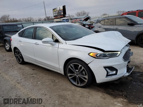 2019 Ford Fusion Titanium with VIN 3FA6P0D91KR263556, listed as a Copart auction lot 85587244 with 73,758 mi miles and Salvage Title. Bid and sale history available at carsss.com. Image 4.
