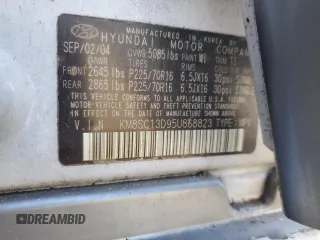 2005 Hyundai Santa Fe GLS with VIN KM8SC13D95U868823, listed as a Copart auction lot 80675094 with 0 mi miles and Salvage Title. Bid and sale history available at carsss.com. Image 13.