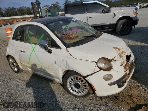2015 FIAT 500 Lounge with VIN 3C3CFFCR5FT509056, listed as a Copart auction lot 75990524 with Not provided miles and Salvage title. Bid and sale history available at DreamBid. Image 4.