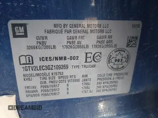 2016 GMC Sierra 1500 with VIN 1GTV2LEC3GZ109269, listed as a IAAI auction lot 41972423 with 196,443 mi miles and . Bid and sale history available at carsss.com. Image 9.