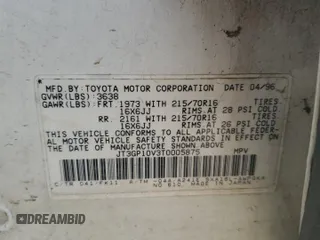 1996 Toyota RAV4 with VIN JT3GP10V3T0005875, listed as a Copart auction lot 57359135 with 240,763 mi miles and Salvage Title. Bid and sale history available at DreamBid. Image 13.