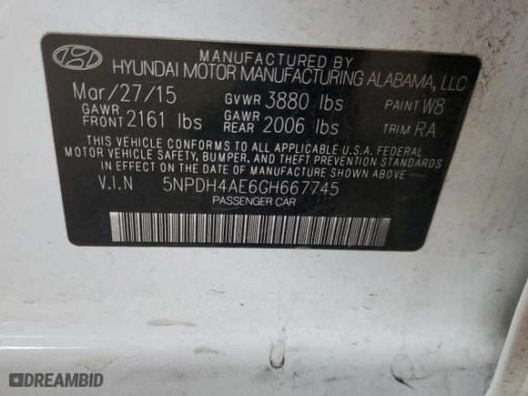 2016 Hyundai Elantra SE with VIN 5NPDH4AE6GH667745, listed as a Copart auction lot 51190005 with 112,853 mi miles and Salvage Title. Bid and sale history available at carsss.com. Image 14.