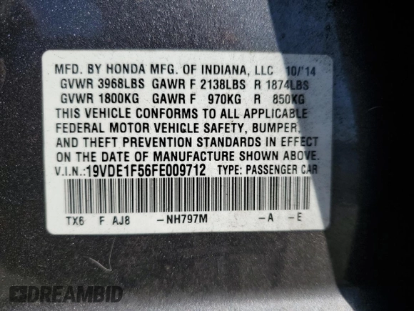 2015 Acura ILX Premium z VIN 19VDE1F56FE009712, wystawiony jako Copart lot #73774634 z przebiegiem 106 038 mil mil oraz Szkoda całkowita • Salvage title. Historia ofert i sprzedaży dostępna na DreamBid. Obrazek 12.