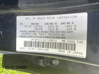 2019 Mazda 3 w/Select Pkg with VIN JM1BPACL3K1108254, listed as a Copart auction lot 54613625 with 162,610 mi miles and Clean Title. Bid and sale history available at carsss.com. Image 10.