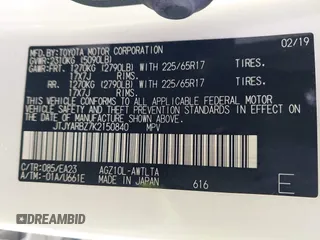 2019 Lexus NX 300 with VIN JTJYARBZ7K2150840, listed as a IAAI auction lot 41296064 with 40,123 mi miles and . Bid and sale history available at DreamBid. Image 9.