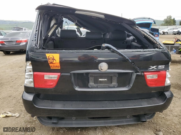 2004 BMW X5 3.0i with VIN 5UXFA13544LU28399, listed as a Copart auction lot 51142305 with 0 mi miles and Non Repairable. Bid and sale history available at carsss.com. Image 6.