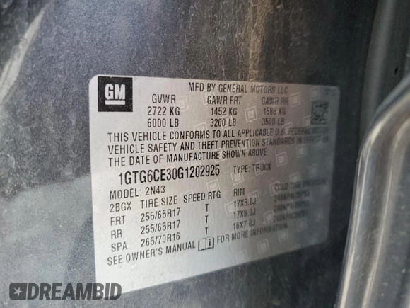 2016 GMC Canyon 4WD SLE with VIN 1GTG6CE30G1202925, listed as a Copart auction lot 47632945 with 109,868 mi miles and Salvage Title. Bid and sale history available at carsss.com. Image 12.