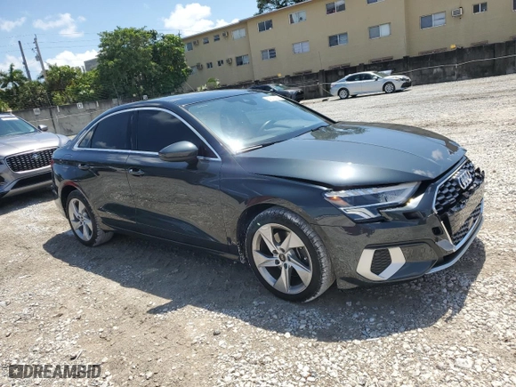 2023 Audi A3 Premium Plus with VIN WAUHUDGY4PA074078, listed as a Copart auction lot 51310275 with 20,979 mi miles and Salvage Title. Bid and sale history available at carsss.com. Image 4.