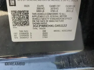 2020 Chevrolet Silverado 1500 Custom with VIN 3GCPWBEHXLG451122, listed as a Copart auction lot 48051805 with 73,231 mi miles and Clean Title. Bid and sale history available at DreamBid. Image 12.