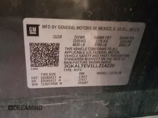 2020 GMC Terrain SLE z VIN 3GKALTEV1LL214220, wystawiony jako Copart lot #77067054 z przebiegiem Nie podano mil oraz Szkoda całkowita • Salvage title. Historia ofert i sprzedaży dostępna na DreamBid. Obrazek 13.