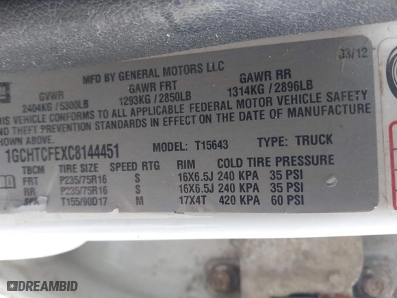2012 Chevrolet Colorado LT w/1LT with VIN 1GCHTCFEXC8144451, listed as a IAAI auction lot 41394551 with 204,208 mi miles. Bid and sale history available at carsss.com. Image 9.