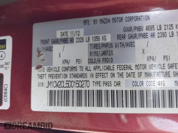 2013 Mazda 5 Touring с VIN JM1CW2CL5D0150270, выставлен на аукционе IAAI как лот 42696073 с пробегом 98 715 миль миль и . История ставок и продаж доступна на DreamBid. Изображение 9.