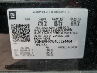 2020 Chevrolet Traverse LT Leather with VIN 1GNEVHKW4LJ324484, listed as a Copart auction lot 68303864 with 38,206 mi miles and Salvage Title. Bid and sale history available at carsss.com. Image 15.