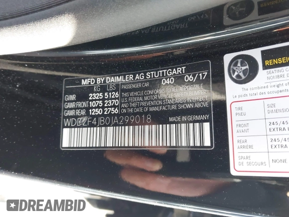 2018 Mercedes-Benz E-Class E 300 with VIN WDDZF4JB0JA299018, listed as a IAAI auction lot 41364406 with 89,697 mi miles. Bid and sale history available at carsss.com. Image 9.