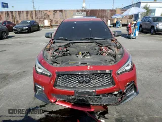 2020 Infiniti Q50 Red Sport 400 with VIN JN1FV7AP3LM630210, listed as a Copart auction lot 41796535 with 54,587 mi miles and Salvage title. Bid and sale history available at DreamBid. Image 5.