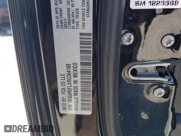 2024 Ram 2500 Laramie with VIN 3C6UR5FLXRG364108, listed as a Copart auction lot 53536345 with 1,990 mi miles and Salvage title. Bid and sale history available at DreamBid. Image 12.