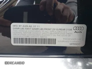 2012 Audi A8 L with VIN WAURVAFD7CN005452, listed as a IAAI auction lot 41529084 with 80,738 mi miles. Bid and sale history available at carsss.com. Image 9.