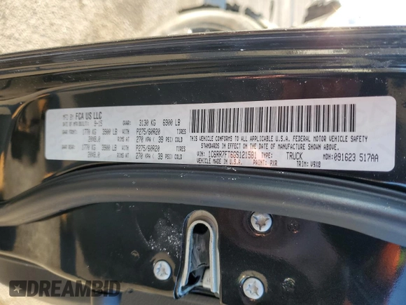 2016 Ram 1500 Tradesman с VIN 1C6RR7FT6GS121581, выставлен на аукционе Copart как лот 42494735 с пробегом 64 101 миль миль и Списание • Salvage title. История ставок и продаж доступна на DreamBid. Изображение 14.