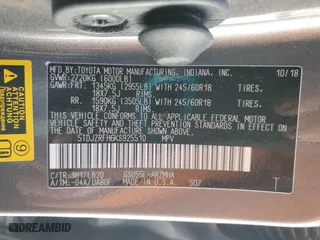 2019 Toyota Highlander SE with VIN 5TDJZRFH6KS925510, listed as a Copart auction lot 48819195 with 96,677 mi miles and Salvage Title. Bid and sale history available at carsss.com. Image 13.