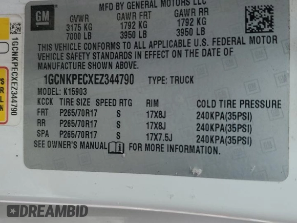 2014 Chevrolet Silverado 1500 Work Truck with VIN 1GCNKPECXEZ344790, listed as a Copart auction lot 45910745 with 152,557 mi miles and Salvage Title. Bid and sale history available at DreamBid. Image 14.