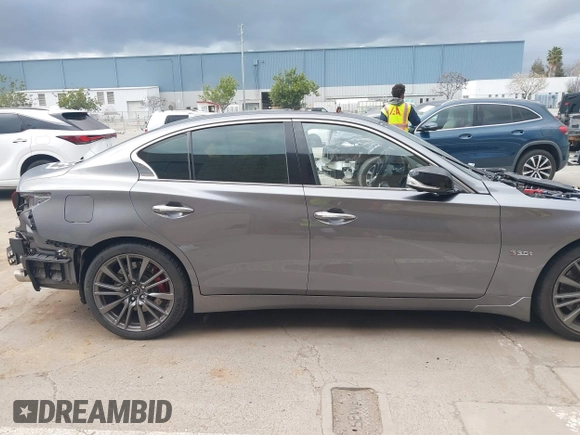 2019 Infiniti Q50 RED SPORT 400 with VIN JN1FV7AP4KM760849, listed as a IAAI auction lot 41774280 with 81,640 mi miles. Bid and sale history available at carsss.com. Image 12.
