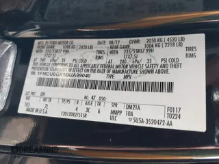 2013 Ford Escape SE with VIN 1FMCU0GX1DUA99040, listed as a IAAI auction lot 42084787 with 140,473 mi miles and . Bid and sale history available at DreamBid. Image 9.