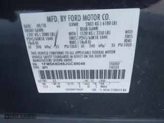 2018 Ford Explorer XLT with VIN 1FM5K8D88JGC89048, listed as a IAAI auction lot 41670425 with 97,498 mi miles. Bid and sale history available at carsss.com. Image 9.