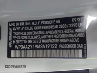 2021 Porsche Taycan z VIN WP0AA2Y19MSA19122, wystawiony jako IAAI lot #41925232 z przebiegiem 13 475 mil mil oraz . Historia ofert i sprzedaży dostępna na DreamBid. Obrazek 9.