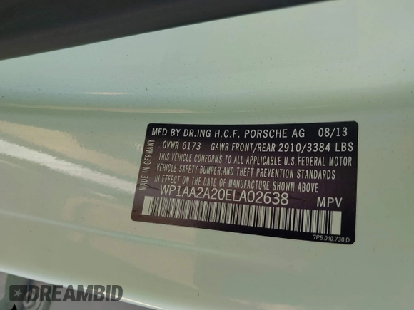 2014 Porsche Cayenne with VIN WP1AA2A20ELA02638, listed as a IAAI auction lot 42349570 with 113,355 mi miles and . Bid and sale history available at DreamBid. Image 9.