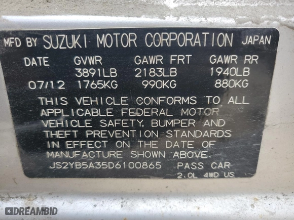 2013 Suzuki SX4 Crossover with VIN JS2YB5A35D6100865, listed as a Copart auction lot 78676634 with 126,858 mi miles and Salvage Title. Bid and sale history available at carsss.com. Image 16.