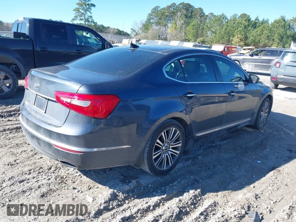 2015 Kia Cadenza Premium with VIN KNALN4D79F5170489, listed as a IAAI auction lot 41688482 with 158,340 mi miles. Bid and sale history available at carsss.com. Image 4.