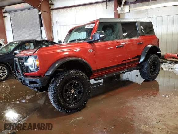2023 Ford Bronco z VIN 1FMEE5DP1PLB74756, wystawiony jako Copart lot #46458355 z przebiegiem 23 744 mil mil oraz Szkoda całkowita • Salvage title. Historia ofert i sprzedaży dostępna na DreamBid. Obrazek 1.