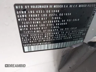 2023 Volkswagen Taos S с VIN 3VVDX7B26PM338533, выставлен на аукционе IAAI как лот 41850012 с пробегом 27 259 миль миль и . История ставок и продаж доступна на DreamBid. Изображение 9.
