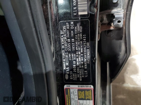 2013 Kia Rio SX с VIN KNADN5A33D6292431, выставлен на аукционе Copart как лот 61977505 с пробегом 100 194 миль миль и Списание • Salvage title. История ставок и продаж доступна на DreamBid. Изображение 12.
