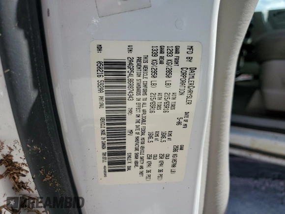 2006 Chrysler Town & Country LWB Touring with VIN 2A4GP54L86R874343, listed as a Copart auction lot 77596344 with 0 mi miles and Salvage Title. Bid and sale history available at carsss.com. Image 14.