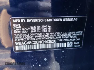 2022 BMW 8 Series M850i with VIN WBAGV8C06NCH43620, listed as a Copart auction lot 40502753 with 0 mi miles. Bid and sale history available at carsss.com. Image 13.