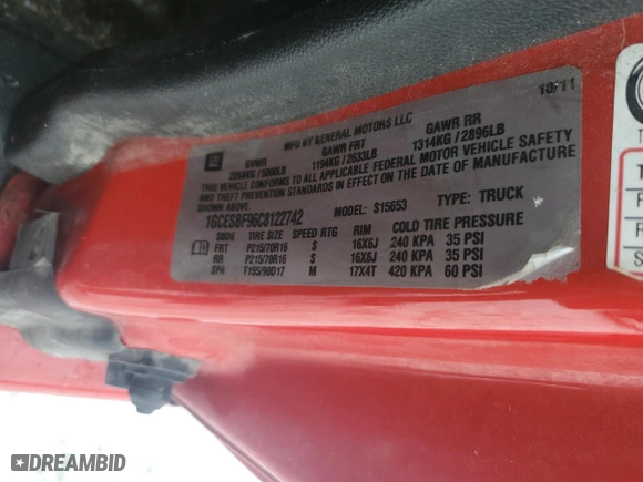 2012 Chevrolet Colorado Work Truck with VIN 1GCESBF96C8122742, listed as a Copart auction lot 89185295 with 0 mi miles and Salvage Title. Bid and sale history available at carsss.com. Image 14.