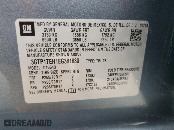 2014 GMC Sierra 1500 z VIN 3GTP1TEH1EG381839, wystawiony jako Copart lot #85761764 z przebiegiem 110 763 mil mil oraz Szkoda całkowita • Salvage title. Historia ofert i sprzedaży dostępna na DreamBid. Obrazek 12.