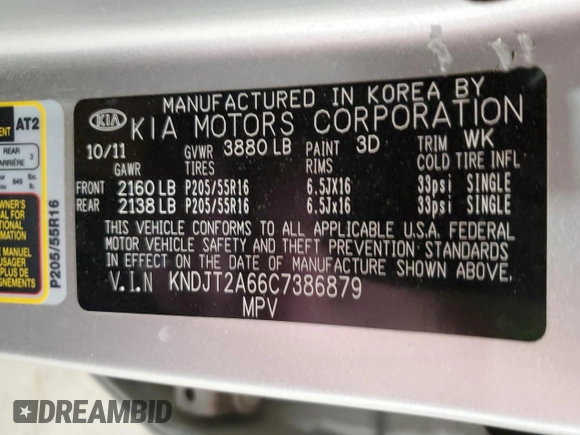 2012 Kia Soul + with VIN KNDJT2A66C7386879, listed as a Copart auction lot 54155375 with 40,043 mi miles and Salvage Title. Bid and sale history available at DreamBid. Image 14.