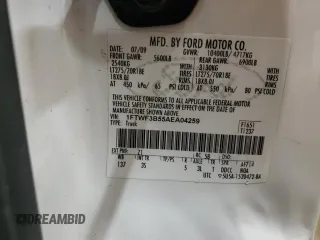 2010 Ford F-350 with VIN 1FTWF3B55AEA04259, listed as a Copart auction lot 45526415 with 180,375 mi miles and Non repairable. Bid and sale history available at DreamBid. Image 14.