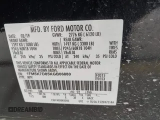 2019 Ford Explorer XLT z VIN 1FM5K7D85KGB06880, wystawiony jako IAAI lot #42158231 z przebiegiem 66 029 mil mil oraz . Historia ofert i sprzedaży dostępna na DreamBid. Obrazek 9.