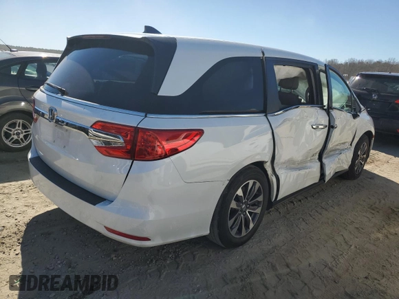 2021 Honda Odyssey EX-L with VIN 5FNRL6H73MB012878, listed as a Copart auction lot 47391225 with 67,843 mi miles and Salvage Title. Bid and sale history available at DreamBid. Image 3.