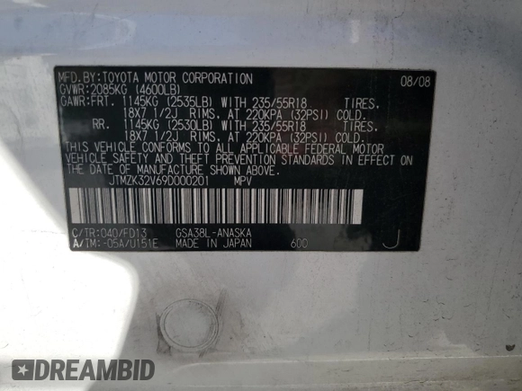 2009 Toyota RAV4 Sport with VIN JTMZK32V69D000201, listed as a Copart auction lot 42241345 with 131,304 mi miles and Salvage Title. Bid and sale history available at carsss.com. Image 13.