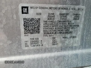 2019 Chevrolet Equinox LT with VIN 3GNAXUEV8KS586557, listed as a Copart auction lot 51529905 with 98,121 mi miles and Salvage Title. Bid and sale history available at DreamBid. Image 15.