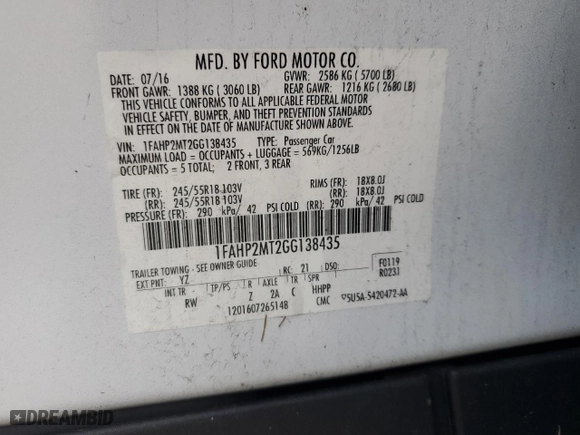2016 Ford Sedan Police Interceptor with VIN 1FAHP2MT2GG138435, listed as a Copart auction lot 44161485 with 97,497 mi miles and Clean Title. Bid and sale history available at carsss.com. Image 12.